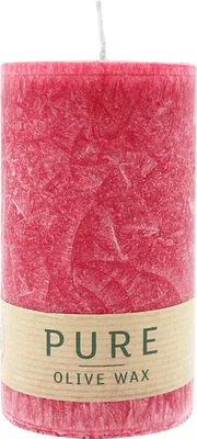 Produktbild von 100% PURE, OLIVE WAX, vegane Stumpenkerze, Karminrot, WENZEL, 130/70 mm, Brenndauer ca. 59h