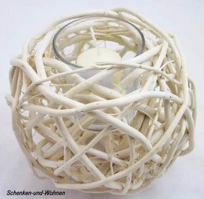 Produktbild von Teelichthalter Weide gebl., mit Glaseinsatz ca. 18 x 17cm (Durchmesser x Höhe)