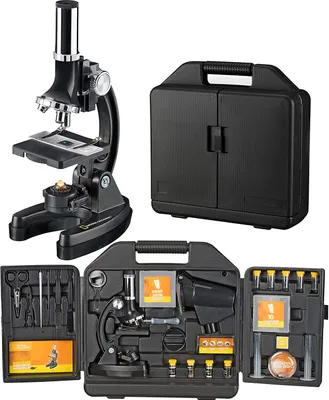 Produktbild von National Geographic Mikroskop-Set 300–1200x mit Zubehör, batteriebetrieben, Koffer, inklusive Experimentier-Set für Kinder