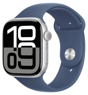 Produktbild von Apple Watch Series 10 GPS 46mm Silver Aluminium Case with Denim Sport Band - M/L