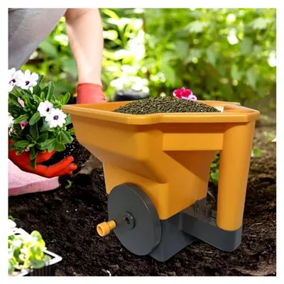 Produktbild von Manueller Kurbel-Düngerstreuer – verstellbares Gartenwerkzeug für gleichmäßige Düngerausbringung
