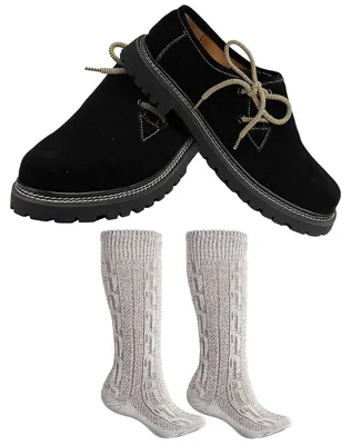Produktbild von Trachtenschuhe +Trachtensocken Set Haferlschuhe wildleder mit socken 40cm, Schuhgröße:43, Farbe:Schwarz
