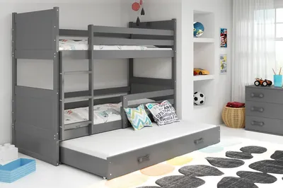 Immagine prodotto di Letto a castello per bambini con letto supplementare e materasso 80x160 FERGUS - grafite