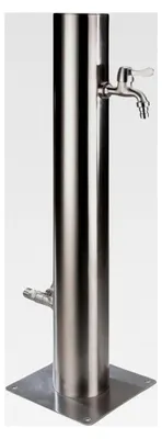 Produktbild von Wasserzapfsäule aus Edelstahl mit 2 Auslaufhähnen, verdeckter Wasserzuleitung - Wasserzapfstelle, Brunnen, einfache Montage - 75 cm
