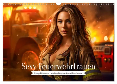 Produktbild von Sexy Feuerwehrfrauen: Hitzige Heldinnen zwischen Lippenstift und Löscheinsatz (Wandkalender 2027 DIN A3 quer), CALVENDO Monatskalender