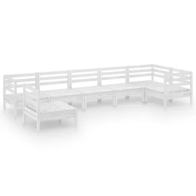 Produktbild von 7-tlg. Garten-Lounge-Set Massivholz Kiefer Weiß