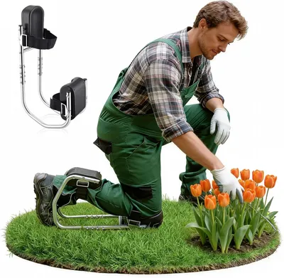 Image de Tabouret de jardin 3-en-1, hauteur 45-62 cm, en acier inoxydable, idéal pour le jardinage
