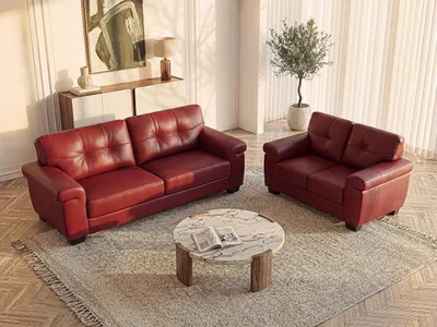 Produktbild von HAZEL Leder 3+2 Sitzgarnitur - Farbe: rot