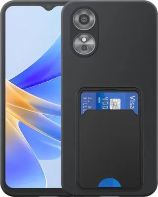 Zdjęcie produktu dla Etui na telefon Oppo A17 z uchwytem na kartę TPU - elastyczne etui na tył z silikonu TPU z kieszenią na kartę - czarne - Smartphonica