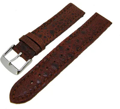 Produktbild von Uhrenarmband Lederband Braun Kroko 18mm Dornschließe Silber NEU