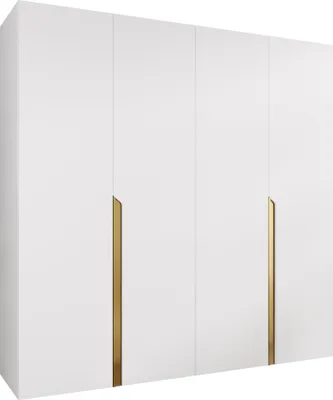 Produktbild von MIRJAN24 Kleiderschrank Mila 1 200, Schlafzimmer, Kleiderschrank, mit vier Drehturen und mit zwei Kleiderstange, Modern, Garderobenschrank (Farbe: Weiß + Gold)