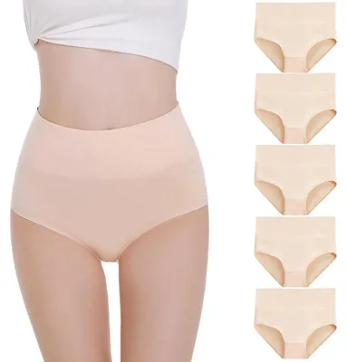 Produktbild von Falechay Unterhosen Damen Unterwäsche 5er Pack Bauchweg Slips Hautfarbe L