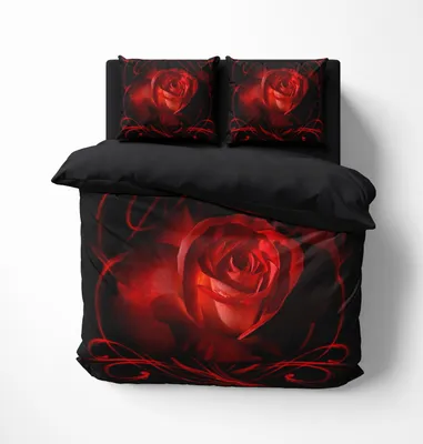 Zdjęcie produktu dla Pościel FEBE 3D czerwona róża zestaw poszwa na kołdrę 135x200 + poszewka na poduszkę 80x80 cm dwustronna pościel 2 części z zamkiem błyskawicznym