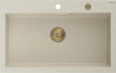 Produktbild von Mexen Elix Granitspüle 1-Becken 800 x 500 mm, beige, goldener Siphon - 6527801005-69-G