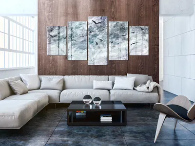 Immagine prodotto di Immagine acustica uccello foresta 200x100 cm immagini schiuma acustica ad alte prestazioni fonoassorbente isolamento acustico tela 5 pezzi parete murale acustica ambiente isolamento acustico b-C-0011-b-p