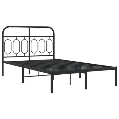 Image de Cadre de lit métal sans matelas avec tête de lit noir 120x190cm
