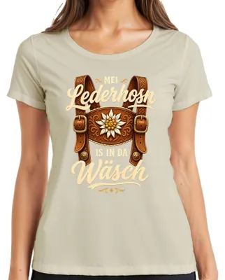 Immagine prodotto di Mei Lederhosn: T-shirt da donna con motivo , stile bavarese, in pelle, colore naturale, taglia XXL