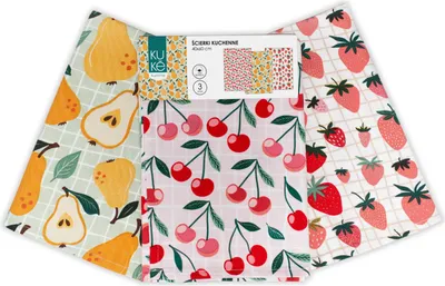 Produktbild von Set aus Küchentüchern, Geschirrtüchern,3-teilig, farbenfroher Druck Obst 023