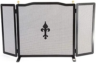 Productafbeelding van Haard Scherm - Vonkenvanger Haard - Veiligheid Haard - Smeedijzer - 90 cm - Zwart