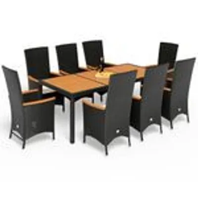 Produktbild von CASARIA® Gartenmöbel Set mit Tisch 8 Stühle inkl. 2 Rückenlehne und Fußablage verstellbar 7cm Auflagen Sitzgruppe Outdoor Wetterfest Terrasse