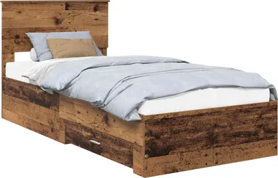 Zdjęcie produktu dla vidaXL Rama łóżka z szufladami z drewna odzyskanego 90 x 200 cm materiał drewnopochodny