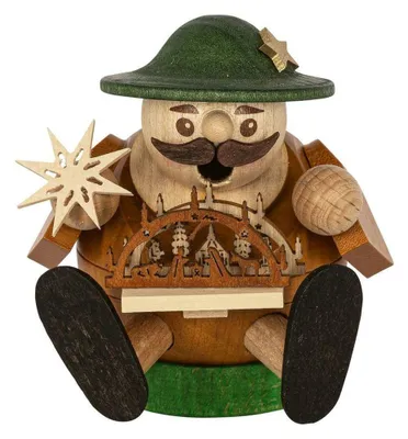 Produktbild von Räuchermann Schwibbogenverkäufer sitzend bunt Höhe ca. 7cm NEU