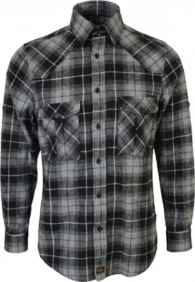 Produktbild von Herren Flanell Hemd langarm Medium Grau kariert