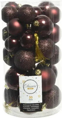 Produktbild von Weihnachtskugeln Kunststoff 4-6cm Mix 30er Set - Rotholz