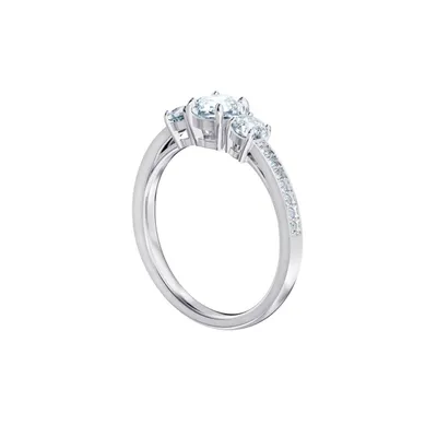 Obrázek produktu pro Swarovski 5448897 Dámský prsten Trilogy Round White Silver-tone Velikost 60
