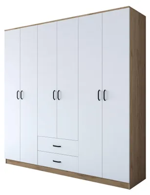 Produktbild von Vandoies - Großer Kleiderschrank, 210x210h cm Weiß, 5 Regalböden