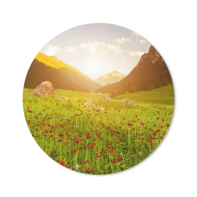 Produktbild von MuchoWow® Mauspad Mousepad Blumen - Berg - Sonne 20x20 cm - Mousepads - Maus Mat - Pad - Mausunterlage - Schreibtischmatte