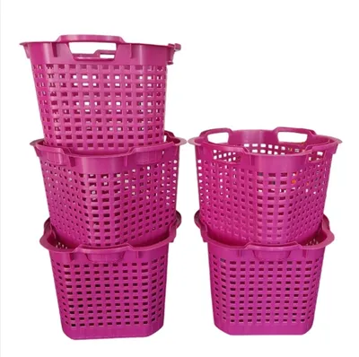 Produktbild von BURI Wäschekorb Set Universalkorb vers. Farben Stapelkörbe Gartenkörbe Korb robust, Farbe:lila, Menge:5 Stück