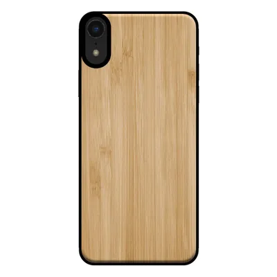Produktbild von Smartphonica Handytasche für iPhone Xr mit Holzoptik - Rückwand Bambus Kunstholzhülle - Braun