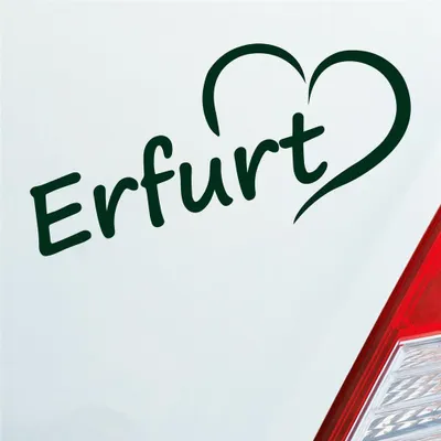 Produktbild von Auto Aufkleber Erfurt Herz Stadt City Liebe Love Heimat 17x8 cm Dunkelgrün Sticker Heckscheibenaufkleber
