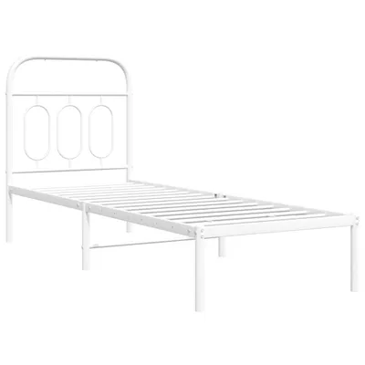 Zdjęcie produktu dla Metalowe łóżko z wezgłowiem, bez materaca, białe, 75x190 cm