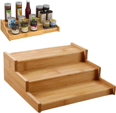Obrázek produktu pro 3patrový výsuvný bambusový regál na bylinky do kuchyně