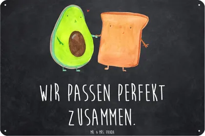Produktbild von Mr. & Mrs. Panda Wandbild Avocado Toast DIN A3 - Kreidetafel - Geschenk, Jahrestag, Liebe, Schild, Blechschild, Hochzeit, Pärchen, Türschild, tafel, wandtafel