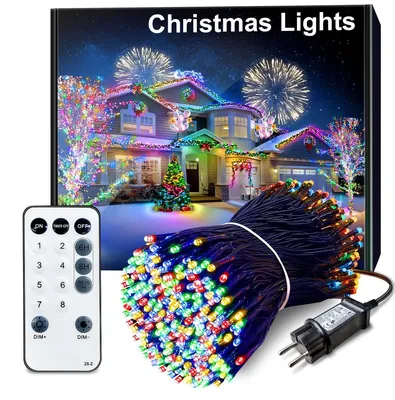 30 m LED-Lichterkette, 300 bunte Lampen, 8 Modi, wasserdicht