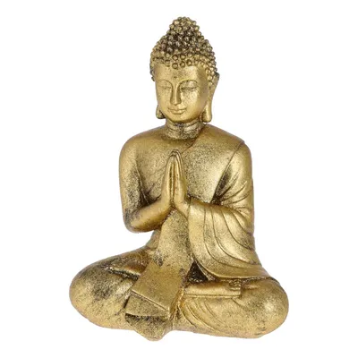 Produktbild von Sitzender Buddha Figur aus Polyresin Gold Höhe 17 cm Deko Budda Skulptur Dekofigur Wetterfest