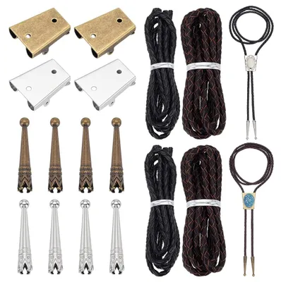 Bolo-Krawatten-Set, 16-teilig, Lederband, Zinklegierung, Eisen