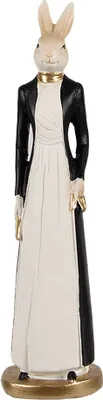 Produktbild von Clayre & Eef Figur Kaninchen 20 cm Weiß Schwarz Polyresin