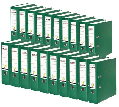 Produktbild von Falken 20er Pack Kunststoff-Ordner DIN A4 8cm grün  Germany Vegan