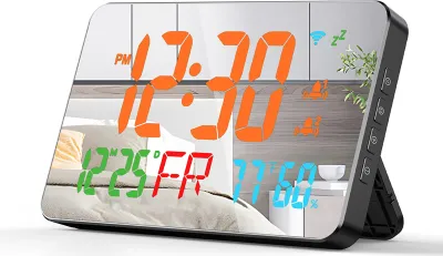 Obrázok produktu pre Stolné hodiny Tuya WLAN - LED displej s kalendárom, teplomerom, vlhkomerom, ovládanie aplikáciou, automatická kalibrácia, pre kanceláriu a domácnosť