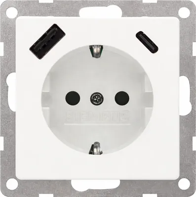 Produktbild von Siemens DELTA i-system titanweiß USB-SCHUKO-Stec kdose 2 USB A+C Leistung: bis zu 18 W, 1 Stk.