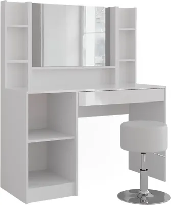 Produktbild von Schminktisch Vicco Sherry Weiß/Weiß Hochglanz 119.8 cm 5 Teile, Model 57580