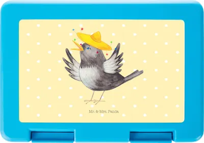 Produktbild von Mr. & Mrs. Panda Bentobox Rabe Sombrero - Gelb Pastell - Geschenk, Tiere, Motivation, Vogel, Elster, Vögel, Vorratsbehälter, Snackbox, Lunchbox, Spruch Positiv, Bento Box