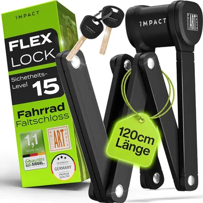 Immagine prodotto di Lucchetto pieghevole per biciclette, livello di sicurezza 15, lunghezza 120 cm, adatto per e-bike e scooter