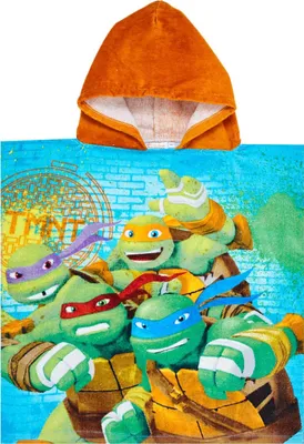 Obrázek produktu pro Koupací pončo Teenage Mutant Ninja Turtles s kapucí, superhrdinové, želva, 75 x 50 cm, 100% bavlna