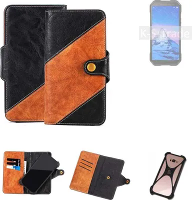 Produktbild von K-S-Trade Handyhülle Schutzhülle Bookstyle Case Wallet-Case kompatibel mit Doogee S61 Pro Handy Cover Bumper Klapphülle schwarz hellbraun 1x