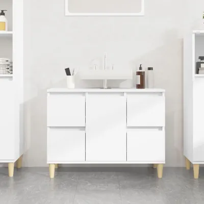 Produktbild von vidaXL Waschbeckenunterschrank Weiß 80x33x60 cm Holzwerkstoff